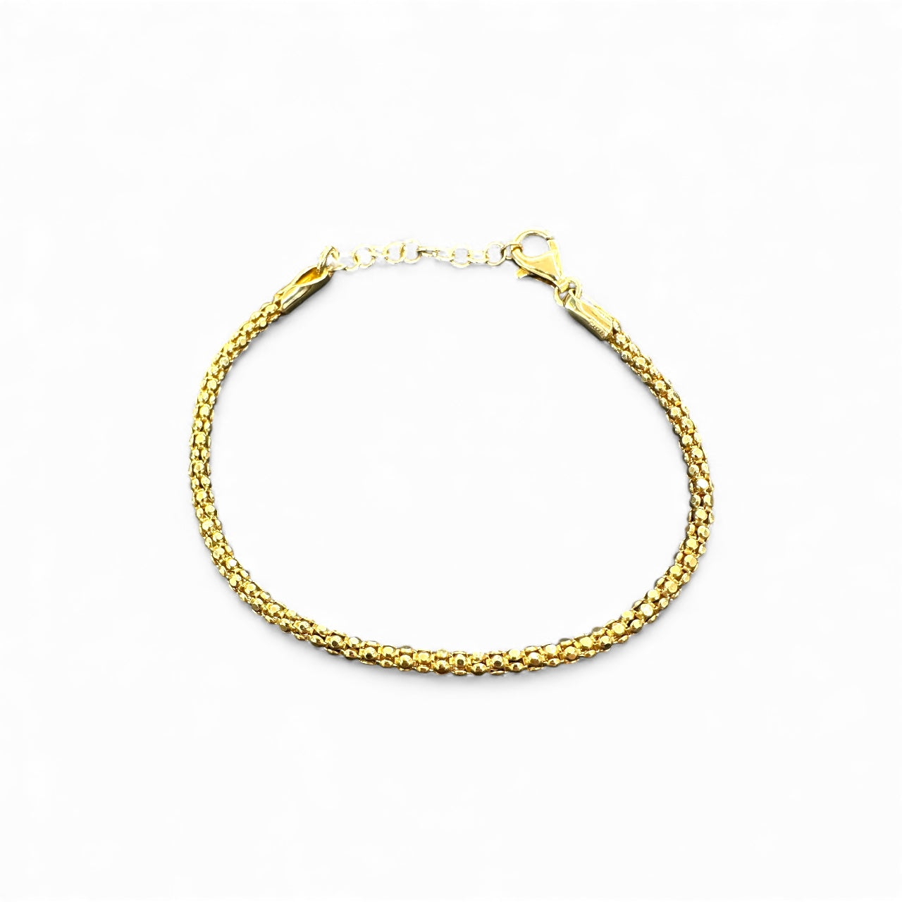 Bracciale in argento 925 dorato a maglia sottile intrecciata