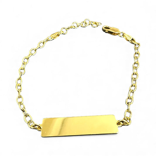 Bracciale Rolò in Argento 925 Placcato Oro con Piastrina da Incidere