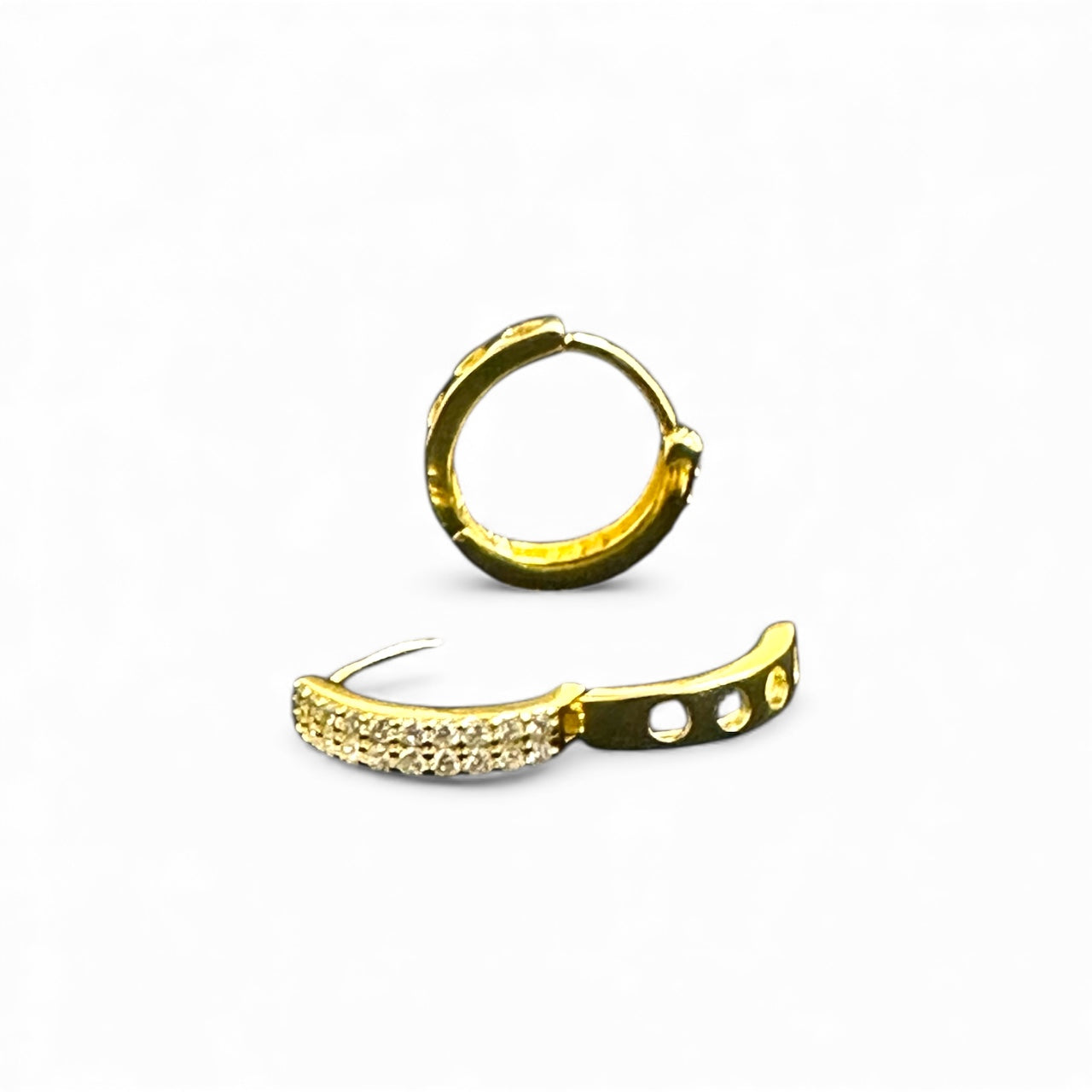 Orecchini Cerchio Doppia Fascia con Zirconi – Argento 925 (Bianco o Dorato)