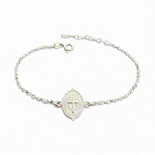 Bracciale Medaglia Sacra con Croce – Disponibile in Dorata e Argento