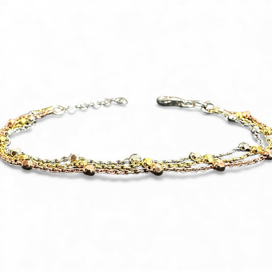 Bracciale a Tre Fili Multicolor con Sfere Brillanti