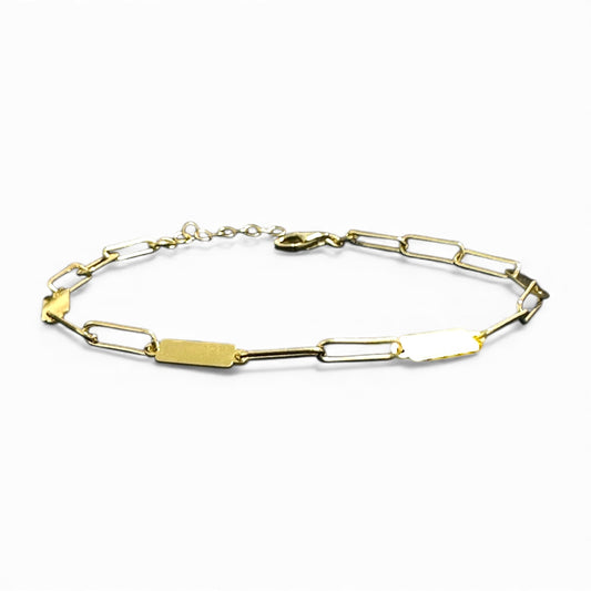 Bracciale in Argento 925 Dorato con Maglie Rettangolari