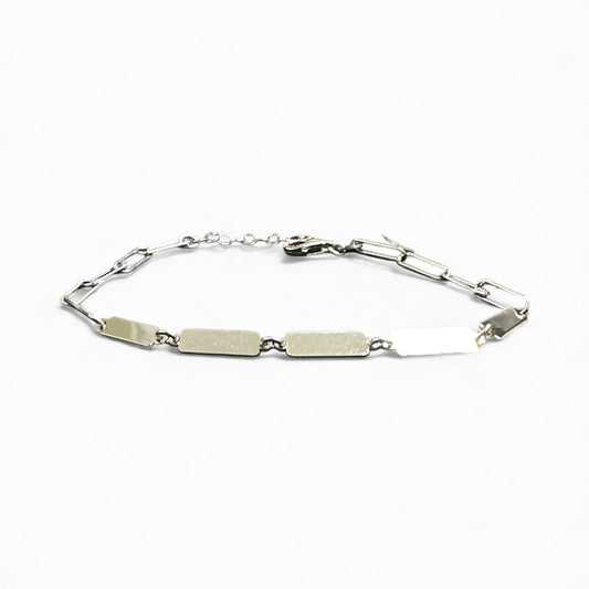 Bracciale in Argento 925 Bicolore con Maglie Rettangolari Lucide
