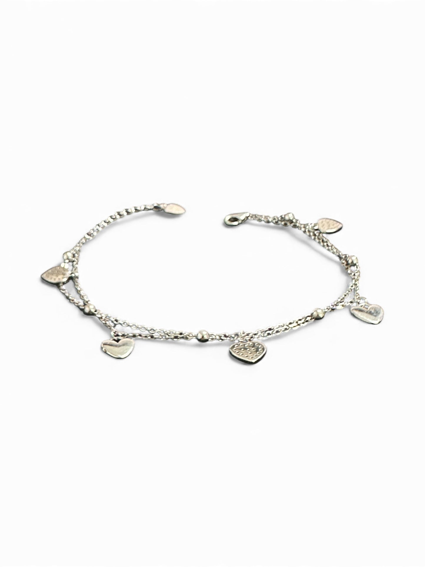 Bracciale in Argento 925 con Ciondoli a Cuore – Modello Double Chain