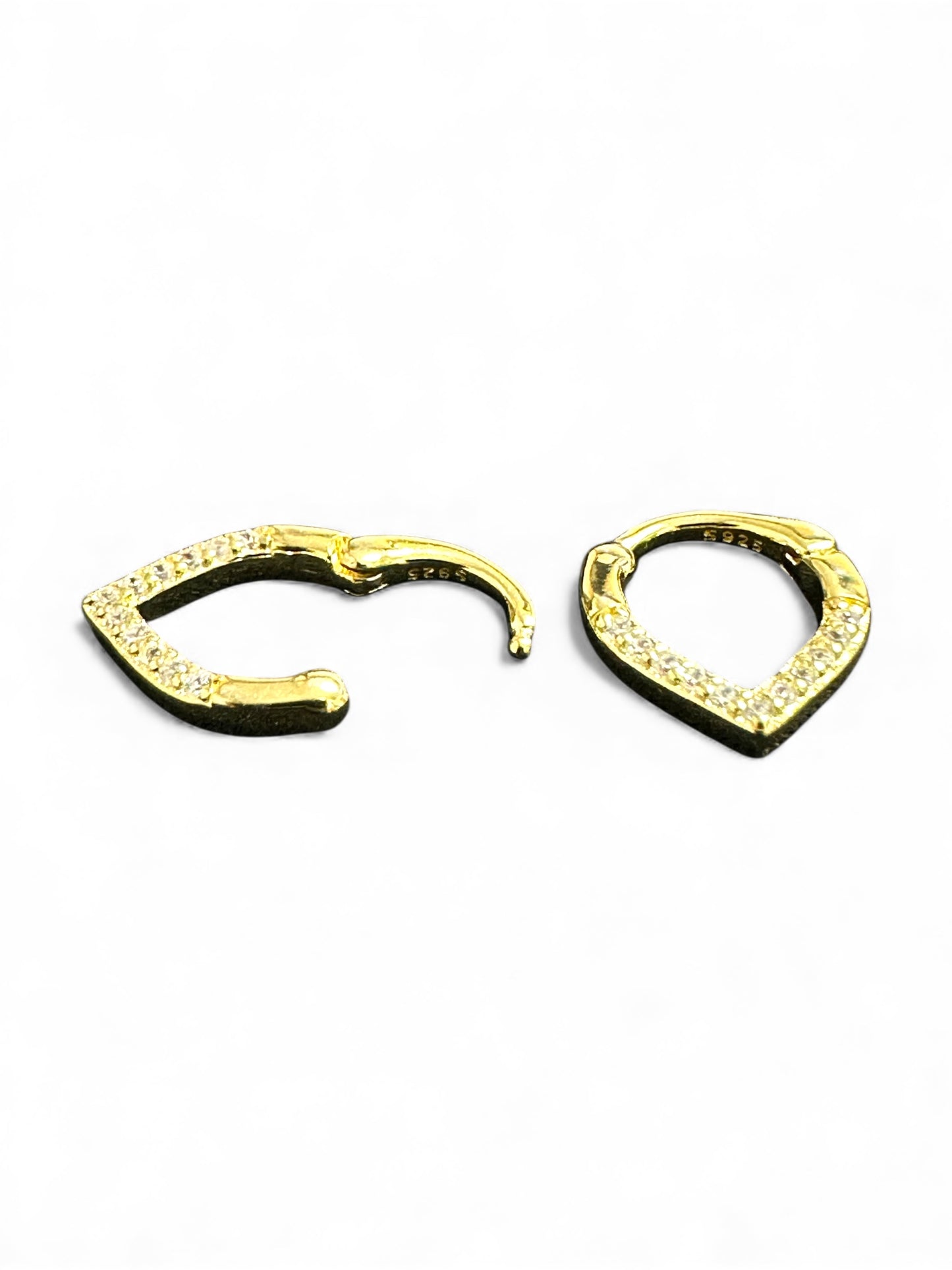 Orecchini Cuore Aperto in Argento 925 Placcato Oro con Zirconi