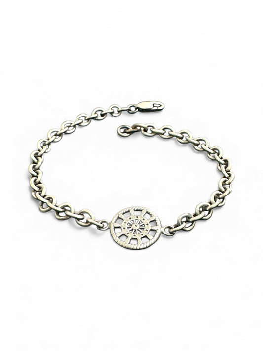 Bracciale in Argento 925 con Ciondolo Ruota Stilizzata