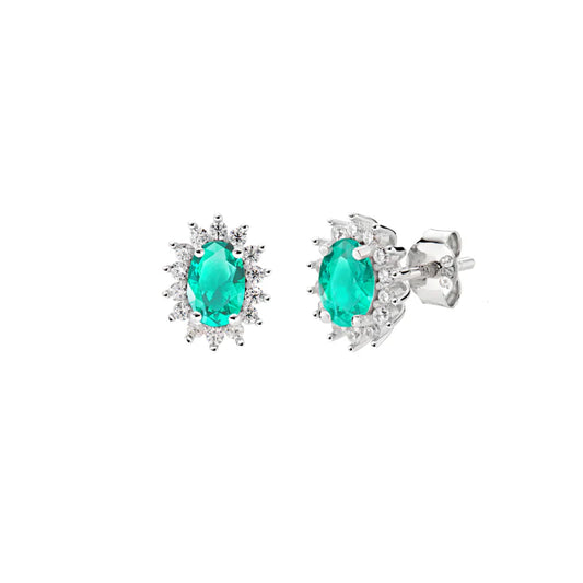 Orecchini Mini Royal Lady con Zircone Verde Acqua Ref. ORLDPBBVA