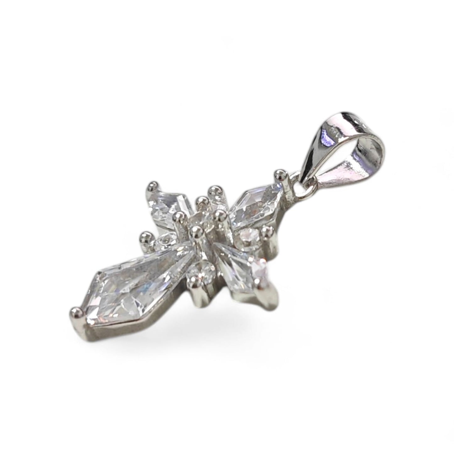 Pendente Croce in Argento 925 con Zirconi Taglio Marquise