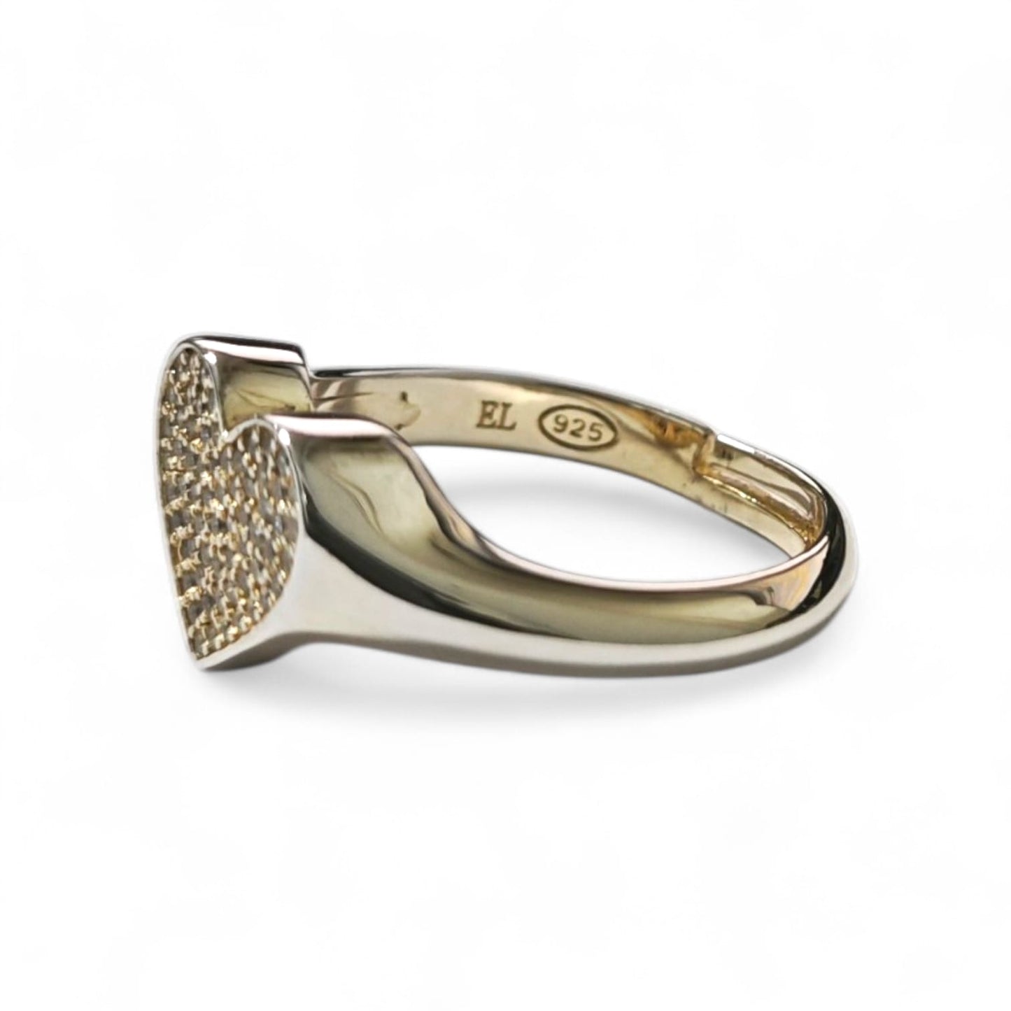 Anello in Argento Cuore Dorato con Zirconi