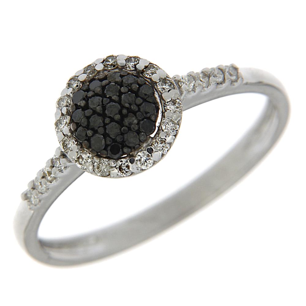 Anello con Diamanti Bianchi CT 0.19 e Neri CT 0.15
