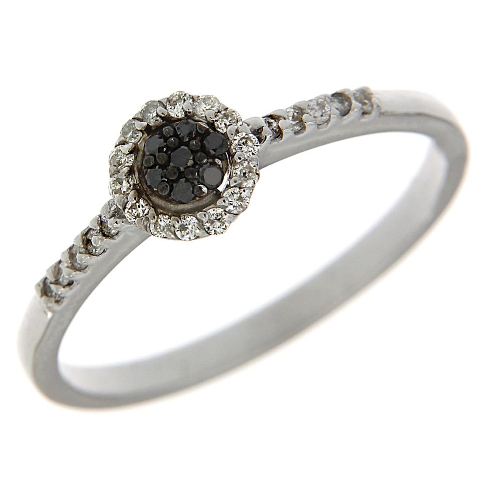 Anello con Diamanti Neri CT 0.05 e Bianchi CT 0.14
