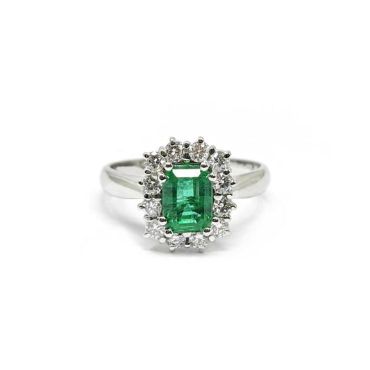 Anello con Smeraldo CT 1.36 e diamanti CT 0.26