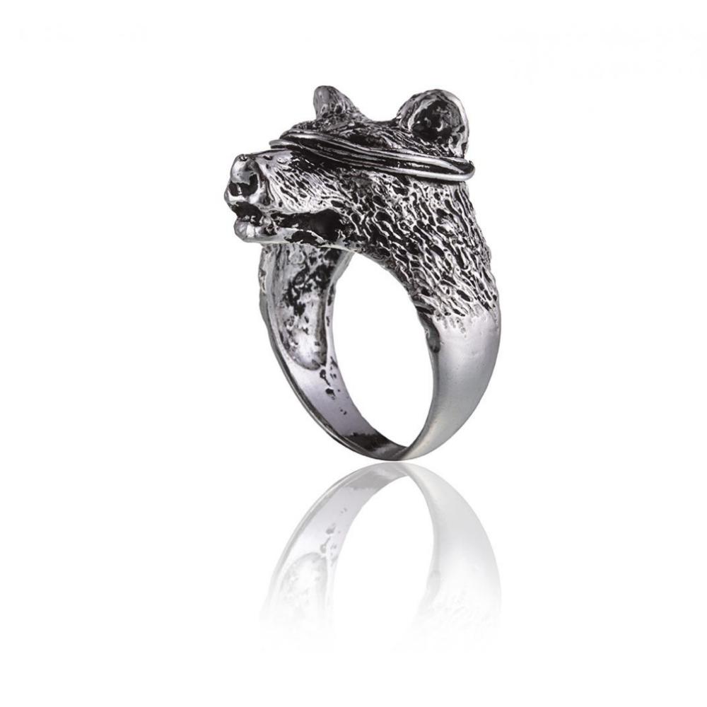 Anello Testa di Lupo in Argento 925