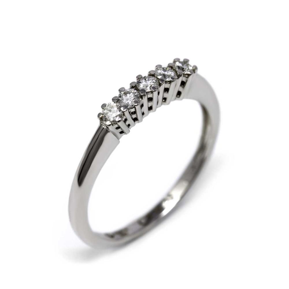 Anello Veretta 5 Pietre con Diamanti CT 0.25