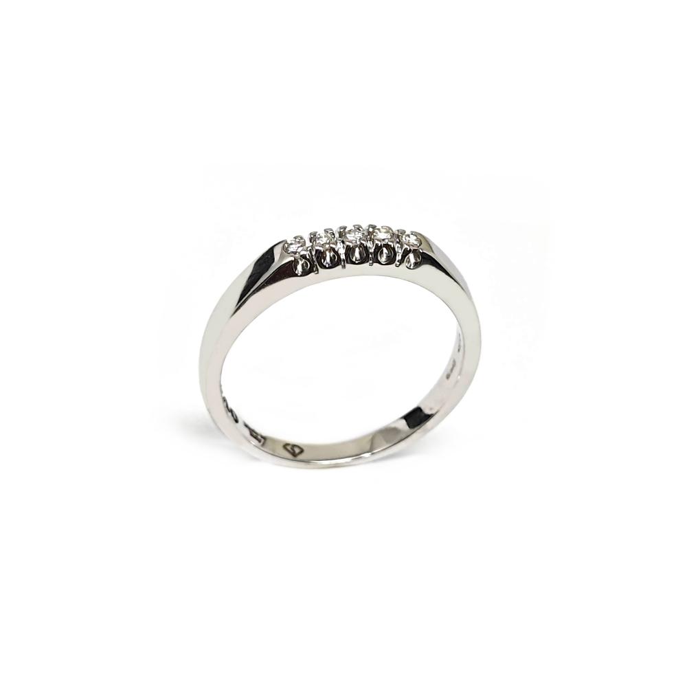 Anello Veretta 5 Pietre con Diamanti CT 0.10