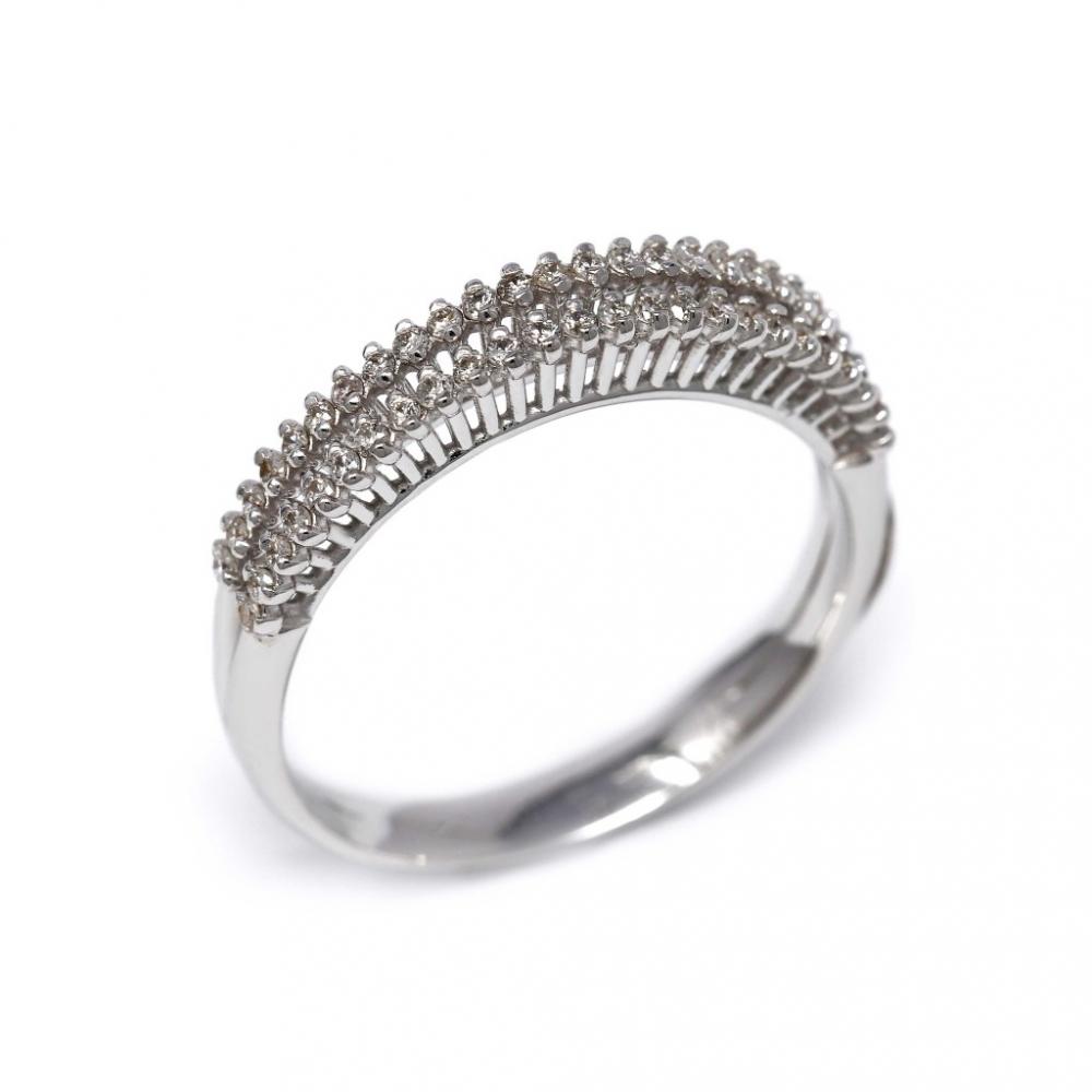 Anello Veretta a 2 File con 50 Diamanti CT 0.30