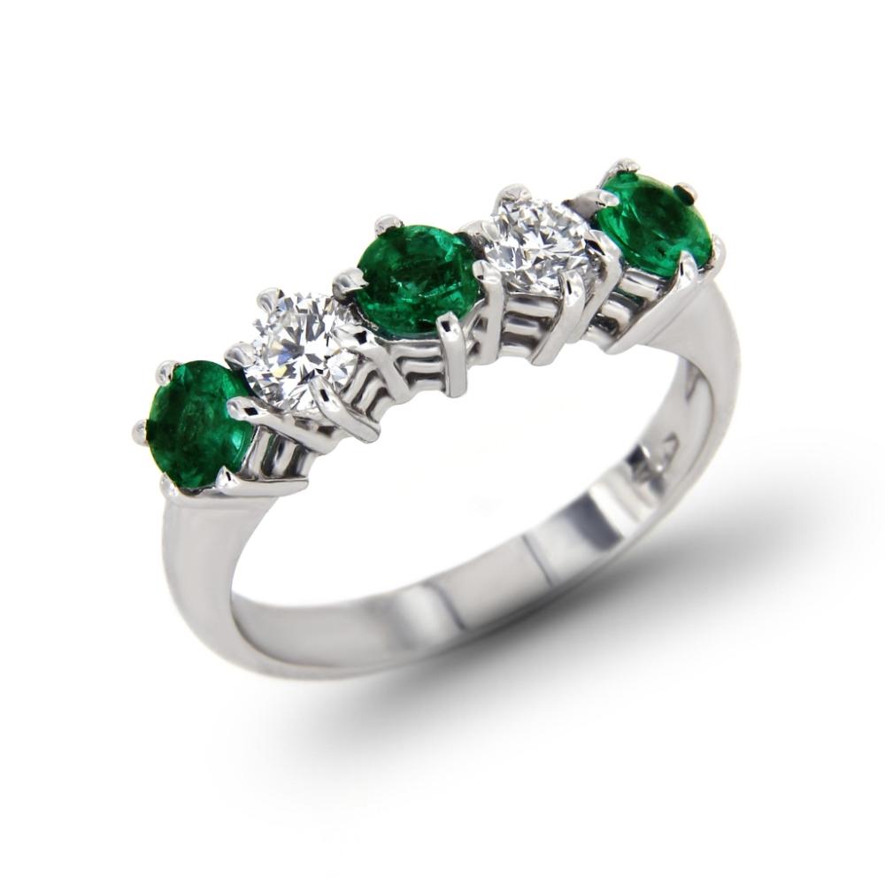 Anello Veretta con Smeraldi CT 0.72 e Diamanti CT 0.46