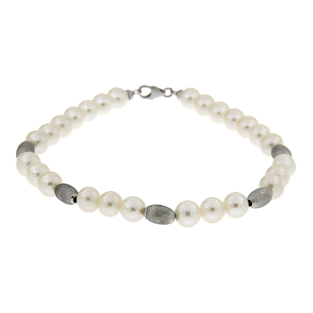 Bracciale di Perle Freshwater 5,5/6 mm con 5 sfere in Oro