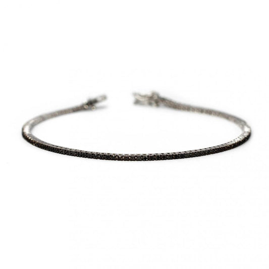 Bracciale Tennis in Oro Bianco con Diamanti Neri CT 1.00