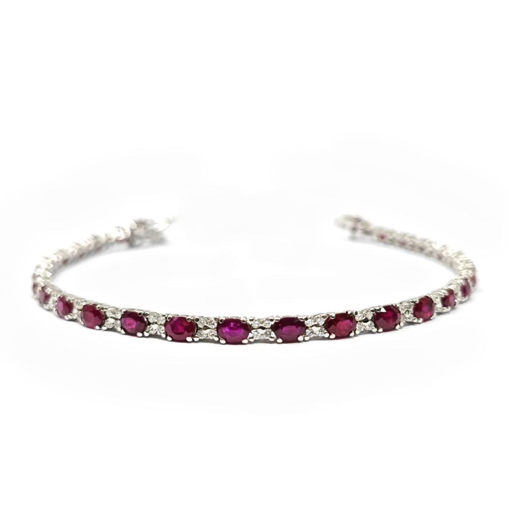 Bracciale Tennis con Rubini CT 5.67 e Diamanti CT 1.08