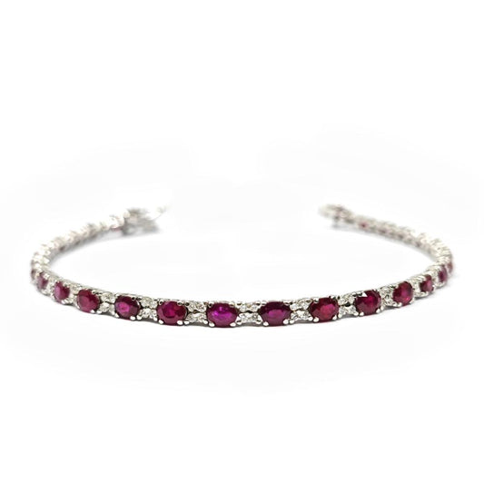 Bracciale Tennis con Rubini CT 5.67 e Diamanti CT 1.08