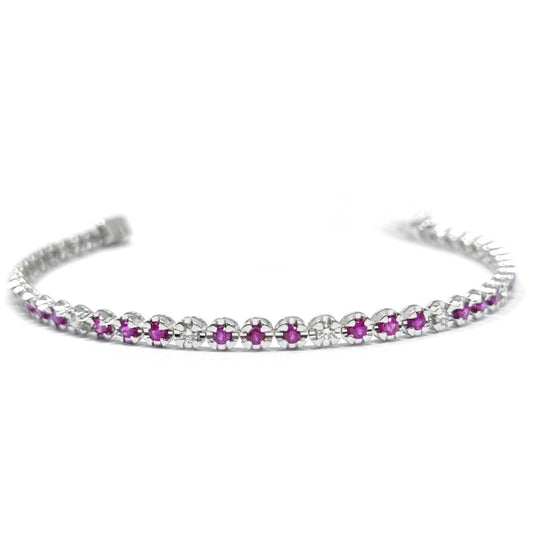 Bracciale Tennis con Rubini CT 1.70 e Diamanti CT 0.33