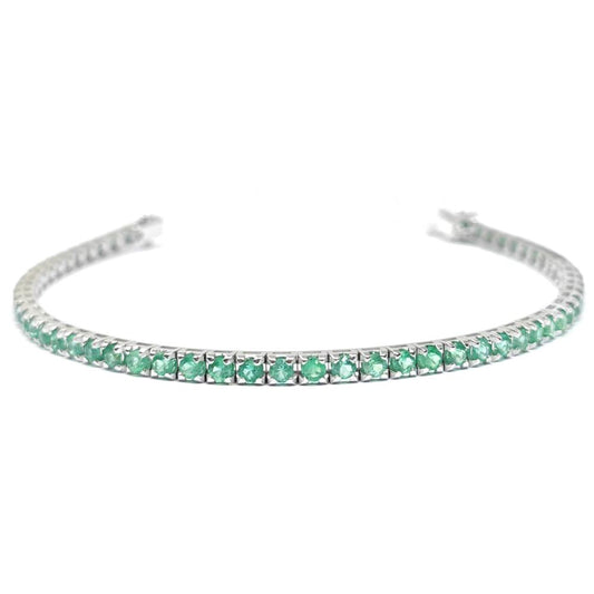 Bracciale Tennis in Oro Bianco con Smeraldi CT 3.20