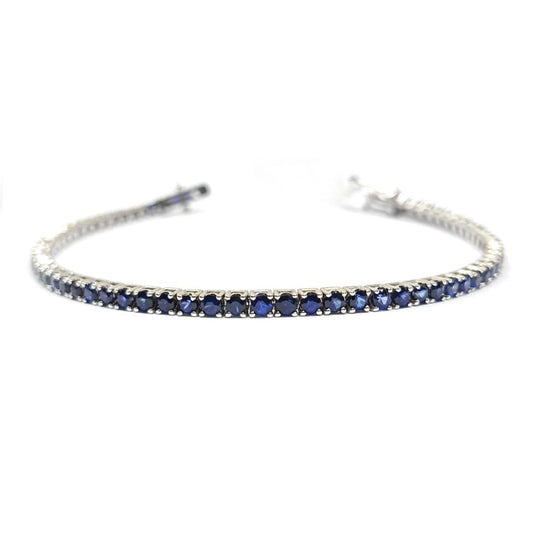 Bracciale Tennis in Oro Bianco con Zaffiri CT 5.80