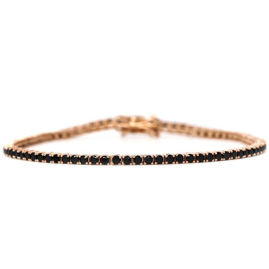 Bracciale Tennis in Argento Rosato con Zirconi Neri 2 mm cm 16