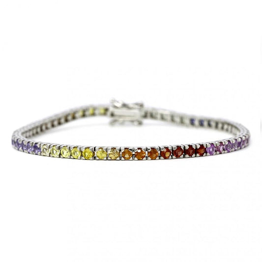Bracciale Tennis in Oro Bianco Rainbow con Zaffiri CT 8.00