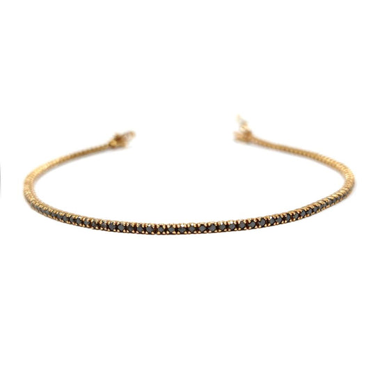 Bracciale Tennis in Oro Rosa con Diamanti Neri CT 1.81