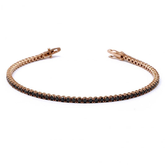 Bracciale tennis in oro rosa con Diamanti Neri CT 8.65