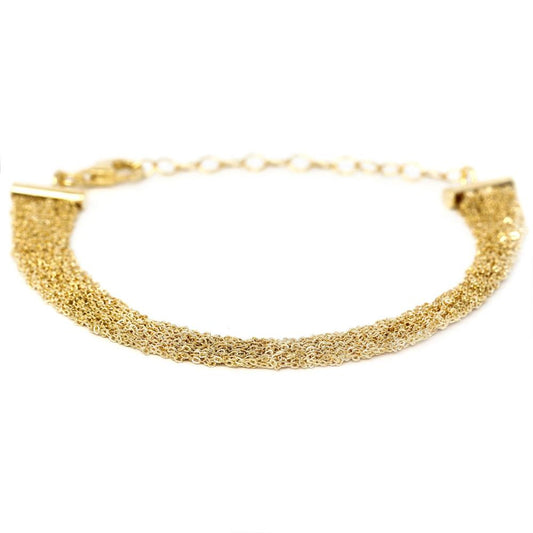 Bracciale Tessuto cm 17.5+5 in Argento 925 bagno oro Giallo