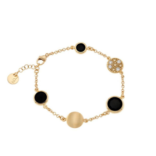 Bracciale Tonde Reverse con paste vitree nere e pavé di zirconi