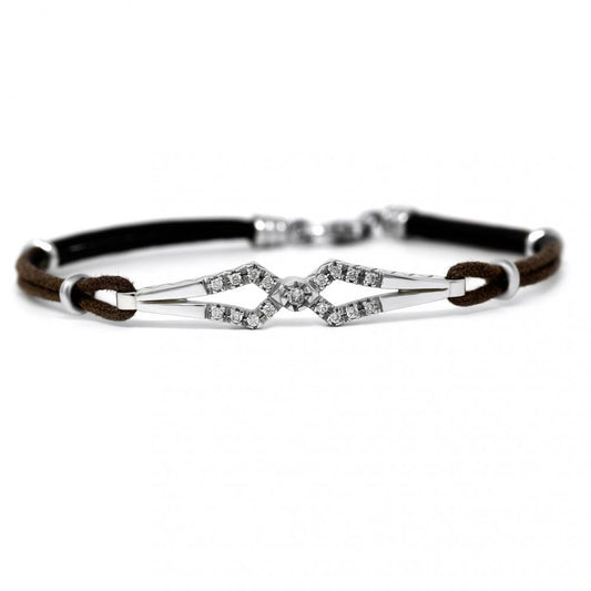 Bracciale uomo con Diamanti e Cordoncino CT 0.14