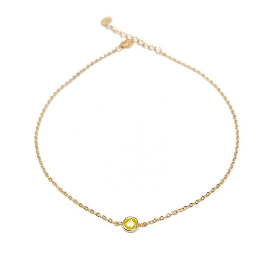 Cavigliera in argento rosato con pietra centrale colorata