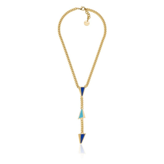 Collana a Y con smalto blu e azzurro 2289