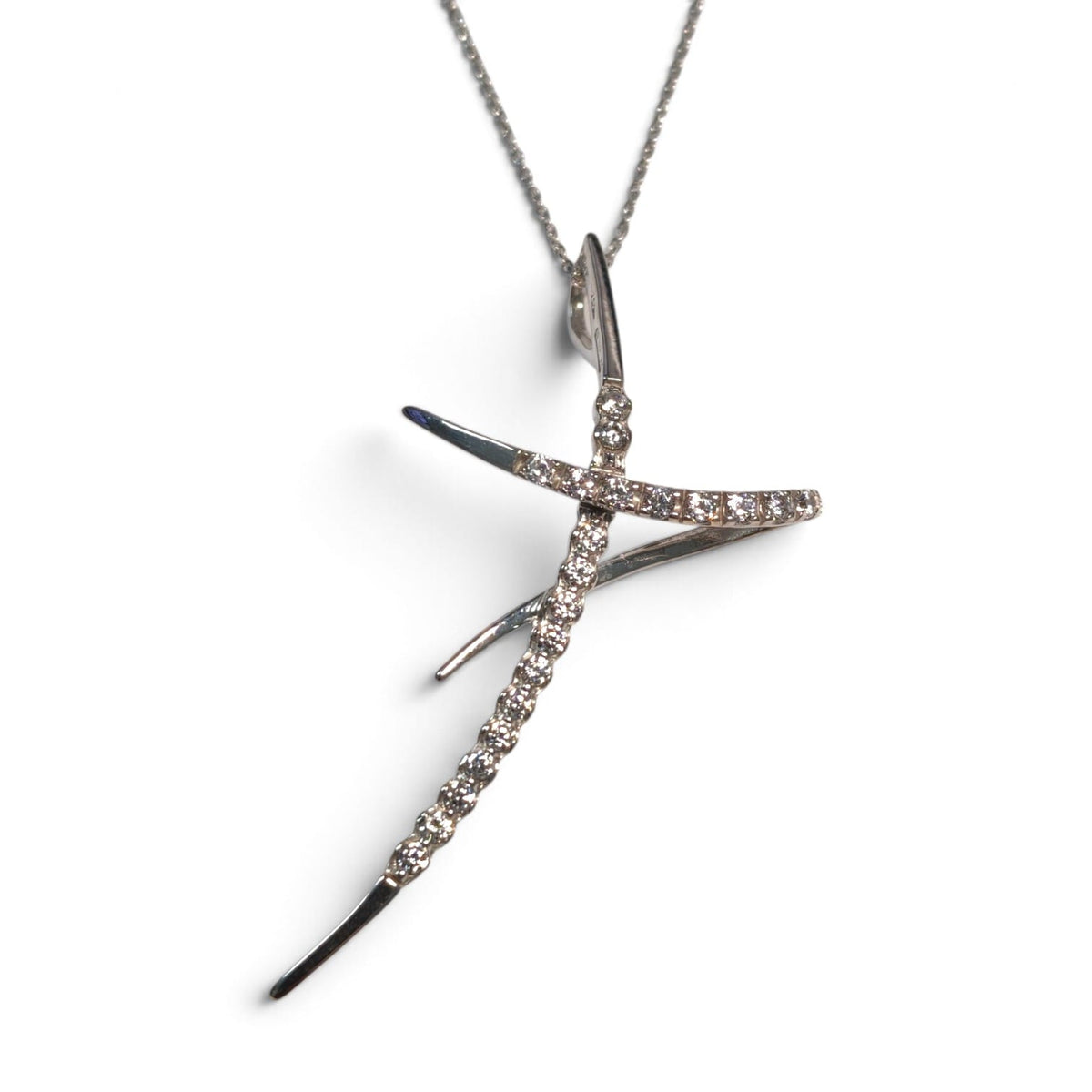 Pendente Croce in Oro Bianco 18kt con Diamanti CT 0.22