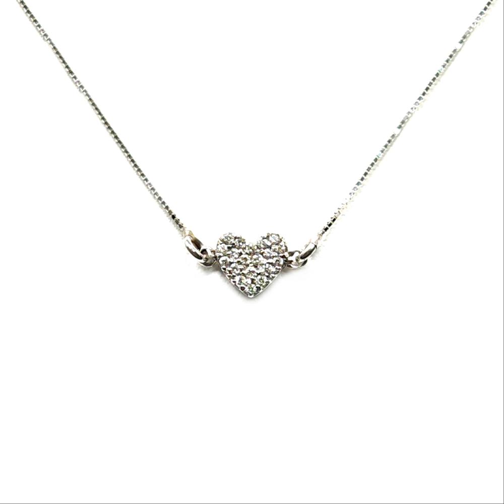 Girocollo Cuore in Oro Bianco e Diamanti CT 0.10
