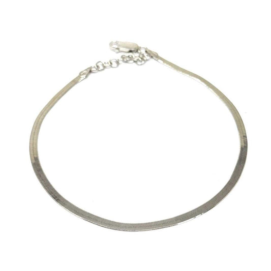 Cavigliera maglia piatta in argento 925