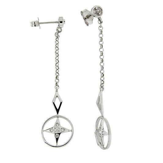 Orecchini Pendenti in Oro Bianco e Diamanti CT 0.16