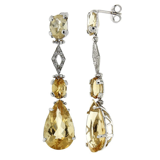 Orecchini con Diamanti e Quarzo Citrino