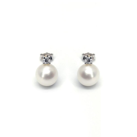 Orecchini con Perla 8.5/9 e Diamanti CT 0.10