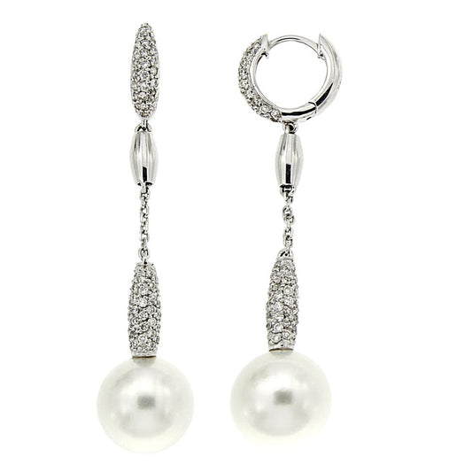 Orecchini con Perla Australiana 11/11.5 mm con Diamanti CT 1.07