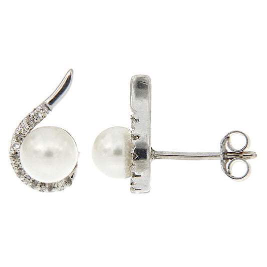 Orecchini con Perla 6/6.5 e Diamanti CT 0.08
