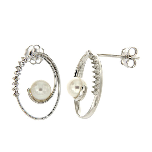 Orecchini con Perla 5/5.5mm e Diamanti CT 0.10