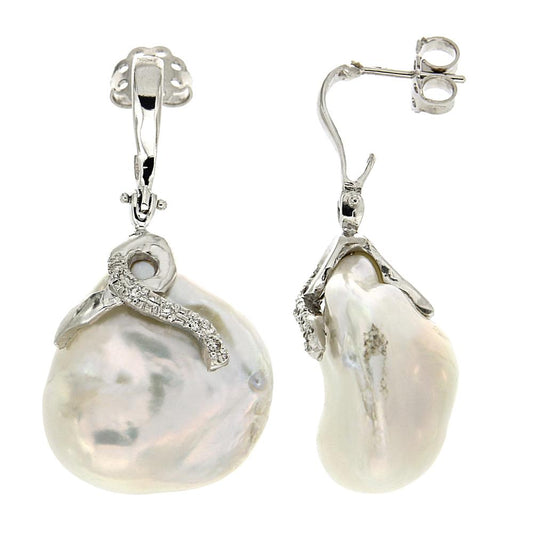 Orecchini con Perla Scaramazza e Diamanti CT 0.12