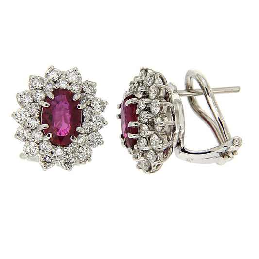 Orecchini con Rubino CT 1.74 e Diamanti CT 2.38