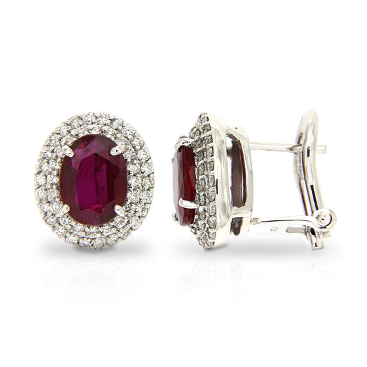 Orecchini con Rubino CT 1.34 e Diamanti CT 0.40