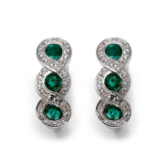 Orecchini con Smeraldi CT 0.83 e Diamanti CT 0.30  Modello trilogy